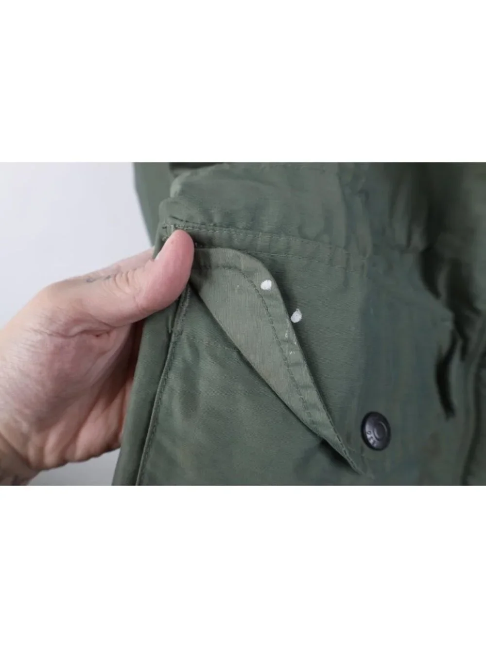 Vintage 90s Woolrich Mens Small Distressed Wool Lined Hooded Parka Jacket Rain - Picture 7 of 16